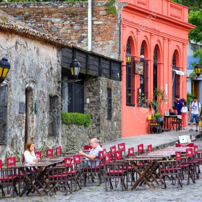 Street cafe in Colonia del Sacramento, Uruguay. It is one of the oldest towns in Uruguay